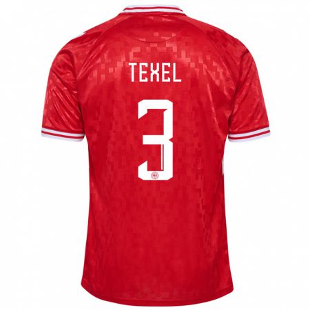 Kandiny Enfant Maillot Danemark Pontus Texel #3 Rouge Tenues Domicile 24-26 T-Shirt
