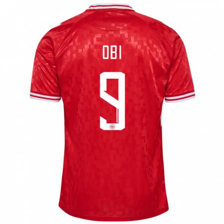 Kandiny Enfant Maillot Danemark Chido Obi #9 Rouge Tenues Domicile 24-26 T-Shirt