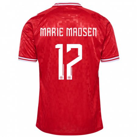 Kandiny Enfant Maillot Danemark Rikke Marie Madsen #17 Rouge Tenues Domicile 24-26 T-Shirt