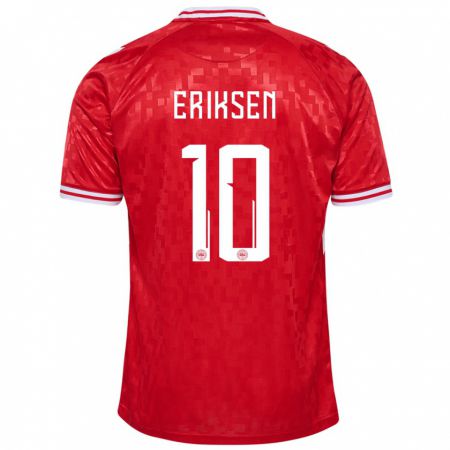 Kandiny Enfant Maillot Danemark Christian Eriksen #10 Rouge Tenues Domicile 24-26 T-Shirt