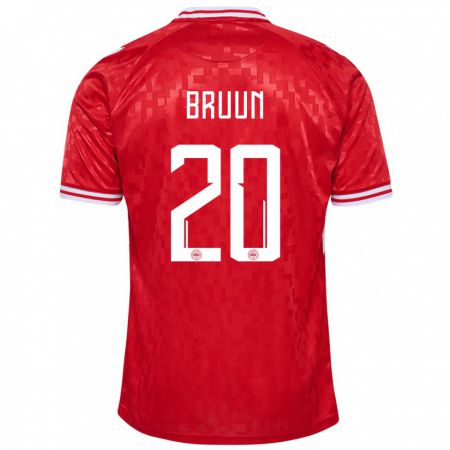 Kandiny Enfant Maillot Danemark Signe Bruun #20 Rouge Tenues Domicile 24-26 T-Shirt