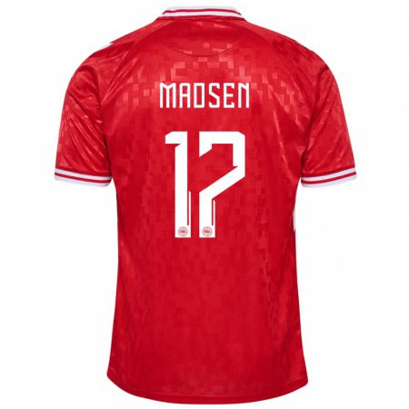 Kandiny Enfant Maillot Danemark Nicolas Madsen #17 Rouge Tenues Domicile 24-26 T-Shirt