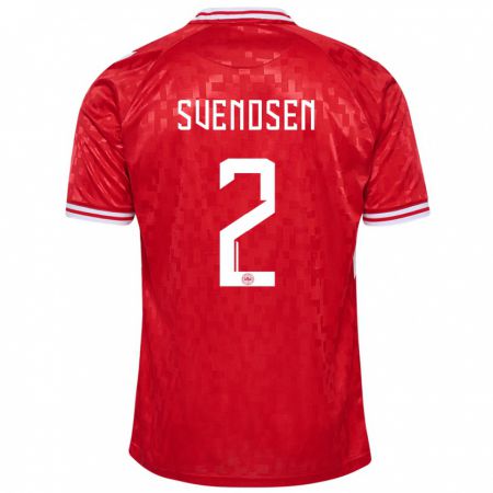 Kandiny Enfant Maillot Danemark Oliver Svendsen #2 Rouge Tenues Domicile 24-26 T-Shirt
