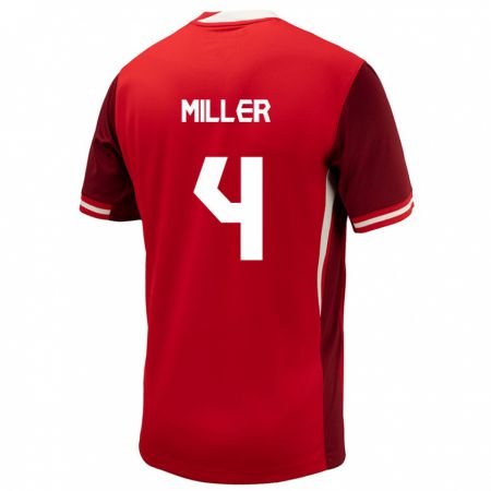 Kandiny Enfant Maillot Canada Kamal Miller #4 Rouge Tenues Domicile 24-26 T-Shirt