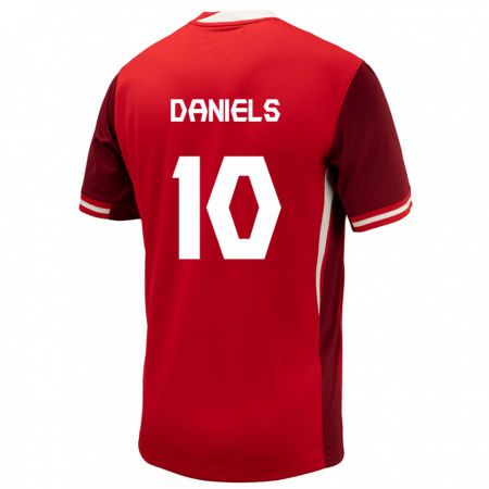 Kandiny Enfant Maillot Canada Aidan Daniels #10 Rouge Tenues Domicile 24-26 T-Shirt