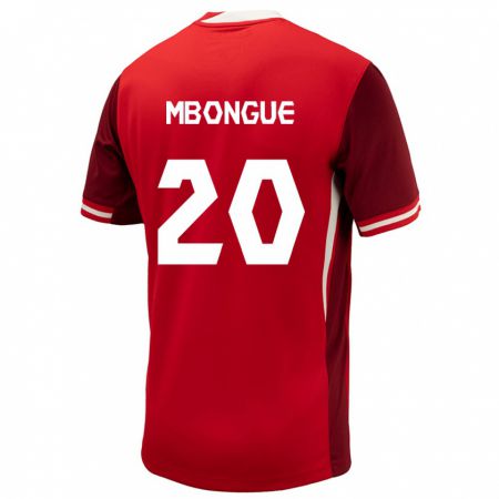 Kandiny Enfant Maillot Canada Hugo Mbongue #20 Rouge Tenues Domicile 24-26 T-Shirt