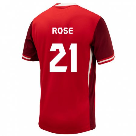 Kandiny Enfant Maillot Canada Jade Rose #21 Rouge Tenues Domicile 24-26 T-Shirt