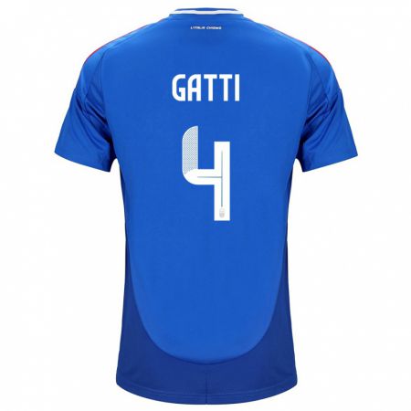 Kandiny Enfant Maillot Italie Federico Gatti #4 Bleu Tenues Domicile 24-26 T-Shirt
