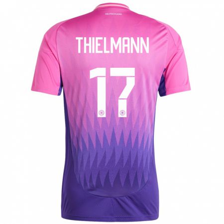 Kandiny Enfant Maillot Allemagne Jan Thielmann #17 Rose-Mauve Tenues Extérieur 24-26 T-Shirt