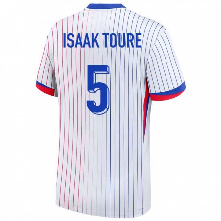 Kandiny Enfant Maillot France Souleymane Isaak Toure #5 Blanc Tenues Extérieur 24-26 T-Shirt