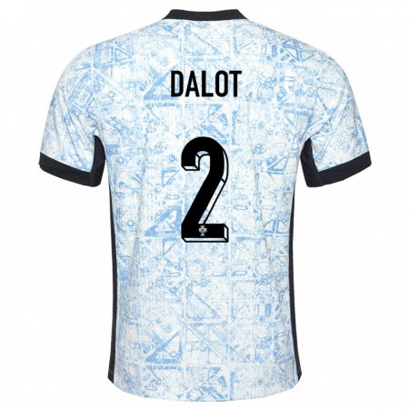 Kandiny Enfant Maillot Portugal Diogo Dalot #2 Bleu Crème Tenues Extérieur 24-26 T-Shirt
