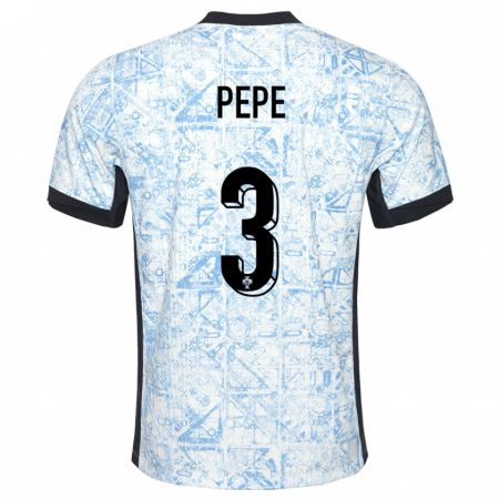 Kandiny Enfant Maillot Portugal Pepe #3 Bleu Crème Tenues Extérieur 24-26 T-Shirt
