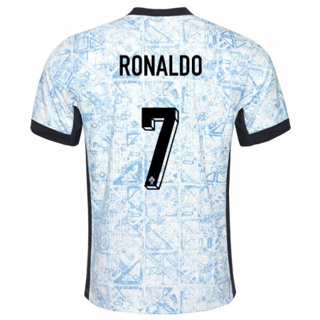Kandiny Enfant Maillot Portugal Cristiano Ronaldo #7 Bleu Crème Tenues Extérieur 24-26 T-Shirt