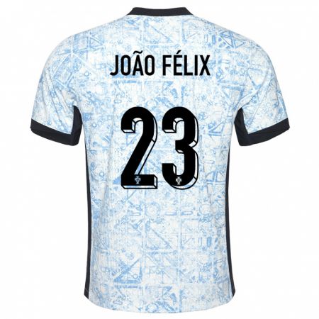 Kandiny Enfant Maillot Portugal Joao Felix #23 Bleu Crème Tenues Extérieur 24-26 T-Shirt