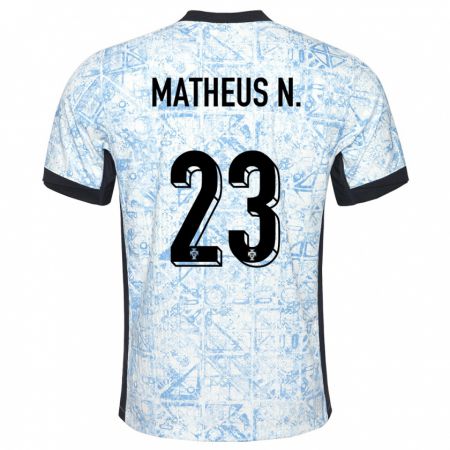 Kandiny Enfant Maillot Portugal Matheus Nunes #23 Bleu Crème Tenues Extérieur 24-26 T-Shirt