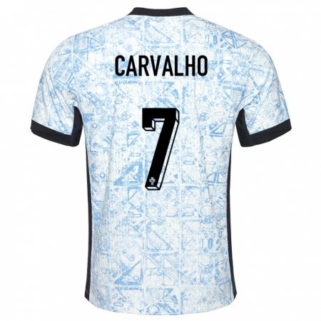 Kandiny Enfant Maillot Portugal Fabio Carvalho #7 Bleu Crème Tenues Extérieur 24-26 T-Shirt