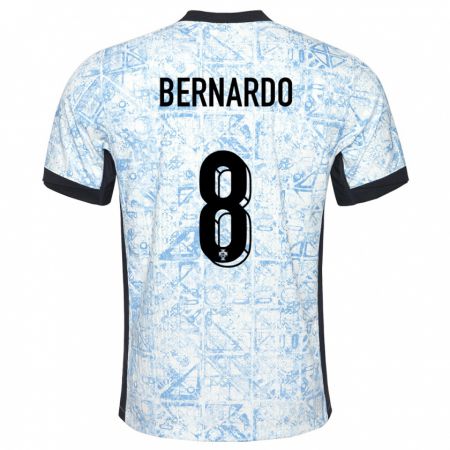 Kandiny Enfant Maillot Portugal Paulo Bernardo #8 Bleu Crème Tenues Extérieur 24-26 T-Shirt