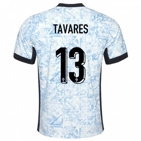 Kandiny Enfant Maillot Portugal Nuno Tavares #13 Bleu Crème Tenues Extérieur 24-26 T-Shirt