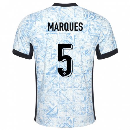 Kandiny Enfant Maillot Portugal Martim Marques #5 Bleu Crème Tenues Extérieur 24-26 T-Shirt