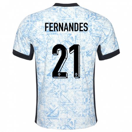 Kandiny Enfant Maillot Portugal Mateus Fernandes #21 Bleu Crème Tenues Extérieur 24-26 T-Shirt