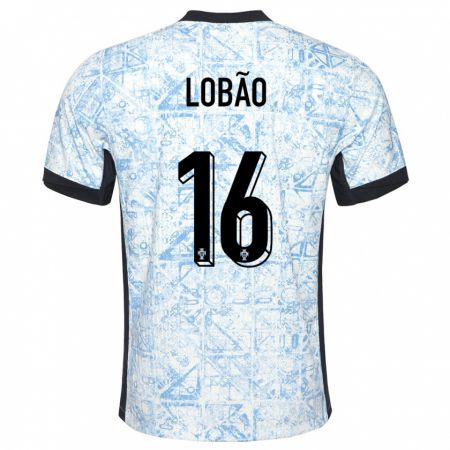 Kandiny Enfant Maillot Portugal Diogo Lobao #16 Bleu Crème Tenues Extérieur 24-26 T-Shirt