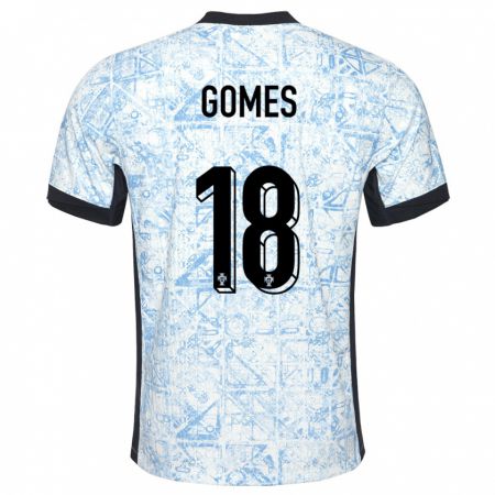 Kandiny Enfant Maillot Portugal Andre Gomes #18 Bleu Crème Tenues Extérieur 24-26 T-Shirt