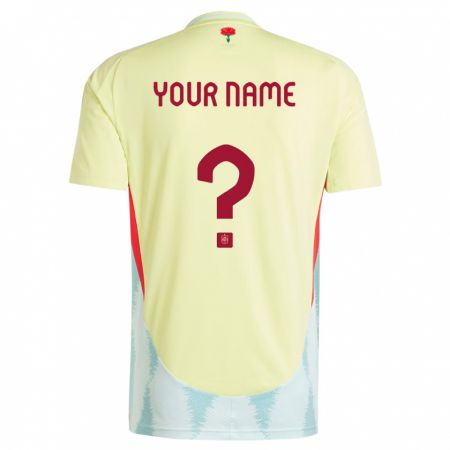 Kandiny Enfant Maillot Espagne Votre Nom #0 Jaune Tenues Extérieur 24-26 T-Shirt
