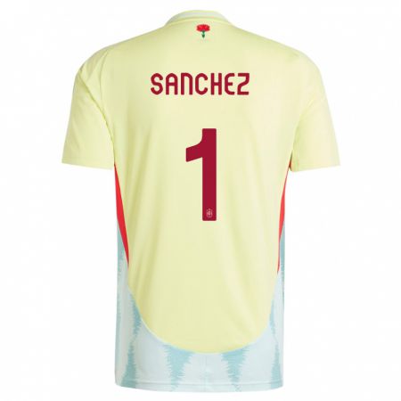 Kandiny Enfant Maillot Espagne Robert Sanchez #1 Jaune Tenues Extérieur 24-26 T-Shirt