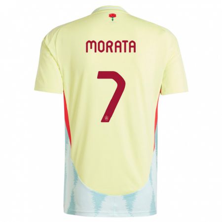 Kandiny Enfant Maillot Espagne Alvaro Morata #7 Jaune Tenues Extérieur 24-26 T-Shirt
