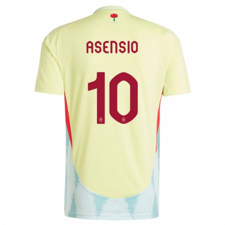 Kandiny Enfant Maillot Espagne Marco Asensio #10 Jaune Tenues Extérieur 24-26 T-Shirt