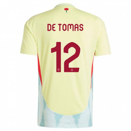 Kandiny Enfant Maillot Espagne Raul De Tomas #12 Jaune Tenues Extérieur 24-26 T-Shirt