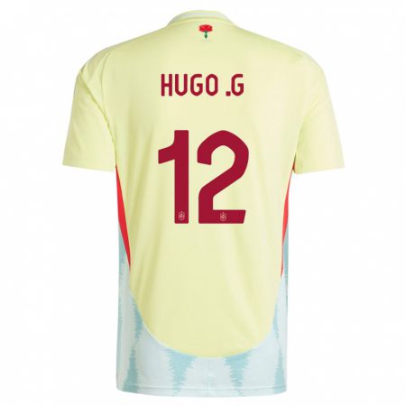 Kandiny Enfant Maillot Espagne Hugo Guillamon #12 Jaune Tenues Extérieur 24-26 T-Shirt