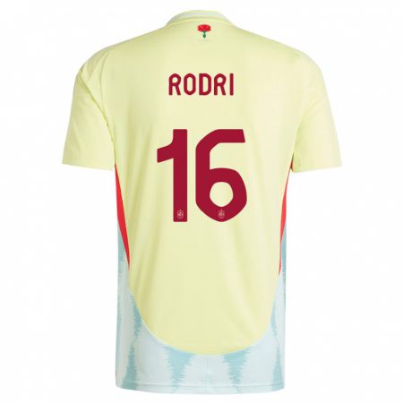 Kandiny Enfant Maillot Espagne Rodri #16 Jaune Tenues Extérieur 24-26 T-Shirt