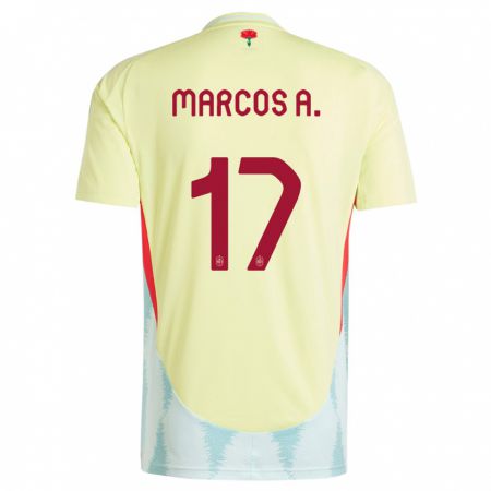 Kandiny Enfant Maillot Espagne Marcos Alonso #17 Jaune Tenues Extérieur 24-26 T-Shirt