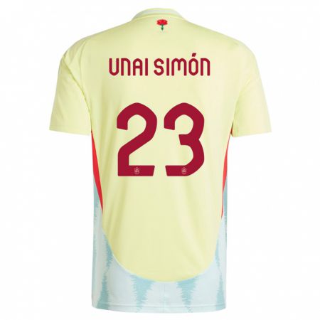 Kandiny Enfant Maillot Espagne Unai Simon #23 Jaune Tenues Extérieur 24-26 T-Shirt