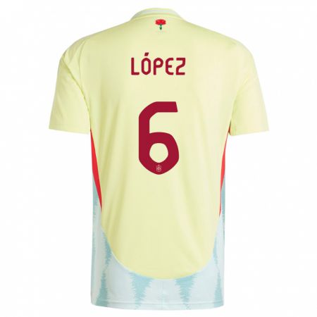 Kandiny Enfant Maillot Espagne Maitane Lopez #6 Jaune Tenues Extérieur 24-26 T-Shirt