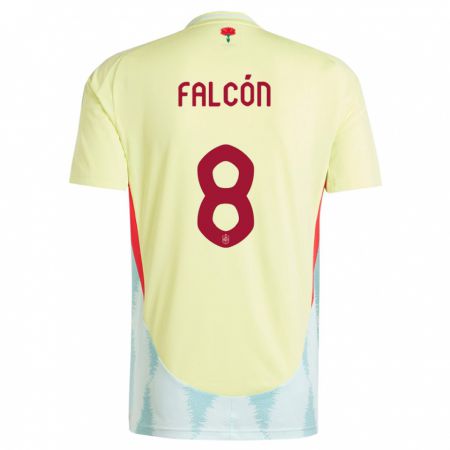 Kandiny Enfant Maillot Espagne Andrea Falcon #8 Jaune Tenues Extérieur 24-26 T-Shirt