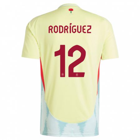 Kandiny Enfant Maillot Espagne Lucia Rodriguez #12 Jaune Tenues Extérieur 24-26 T-Shirt
