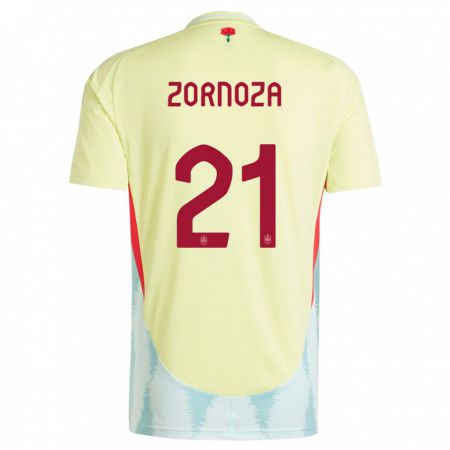 Kandiny Enfant Maillot Espagne Claudia Zornoza #21 Jaune Tenues Extérieur 24-26 T-Shirt