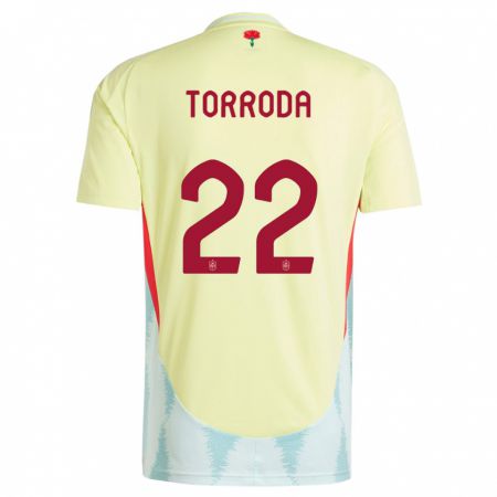 Kandiny Enfant Maillot Espagne Anna Torroda #22 Jaune Tenues Extérieur 24-26 T-Shirt