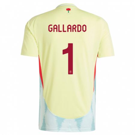 Kandiny Enfant Maillot Espagne Dolores Gallardo #1 Jaune Tenues Extérieur 24-26 T-Shirt