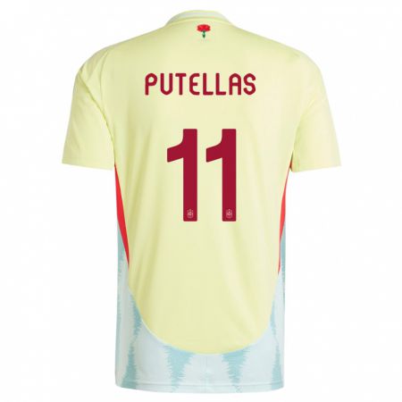 Kandiny Enfant Maillot Espagne Alexia Putellas #11 Jaune Tenues Extérieur 24-26 T-Shirt