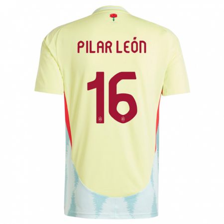 Kandiny Enfant Maillot Espagne Maria Pilar Leon #16 Jaune Tenues Extérieur 24-26 T-Shirt