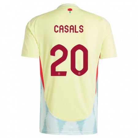 Kandiny Enfant Maillot Espagne Joel Casals #20 Jaune Tenues Extérieur 24-26 T-Shirt