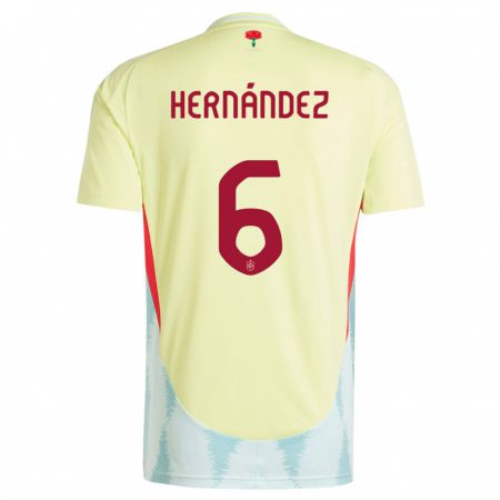 Kandiny Enfant Maillot Espagne Gerard Hernandez #6 Jaune Tenues Extérieur 24-26 T-Shirt