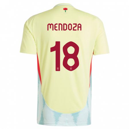 Kandiny Enfant Maillot Espagne Rodrigo Mendoza #18 Jaune Tenues Extérieur 24-26 T-Shirt