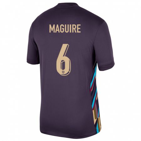 Kandiny Enfant Maillot Angleterre Harry Maguire #6 Raisins Noirs Tenues Extérieur 24-26 T-Shirt