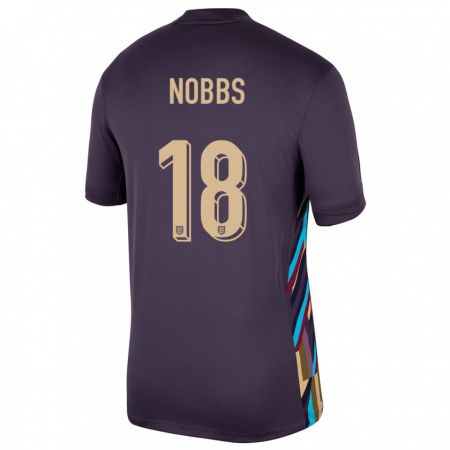 Kandiny Enfant Maillot Angleterre Jordan Nobbs #18 Raisins Noirs Tenues Extérieur 24-26 T-Shirt
