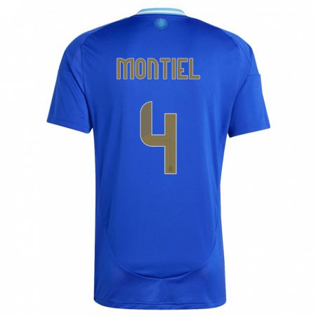 Kandiny Enfant Maillot Argentine Gonzalo Montiel #4 Bleu Tenues Extérieur 24-26 T-Shirt