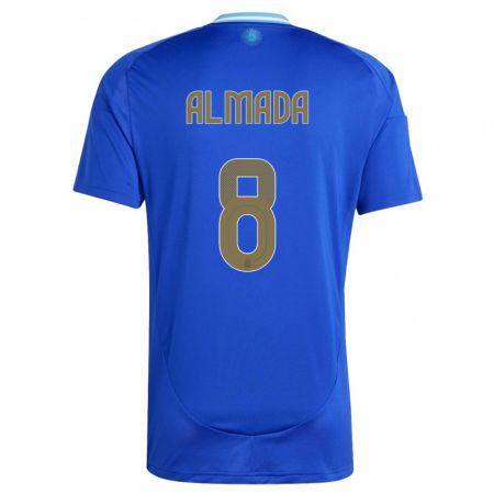 Kandiny Enfant Maillot Argentine Thiago Almada #8 Bleu Tenues Extérieur 24-26 T-Shirt